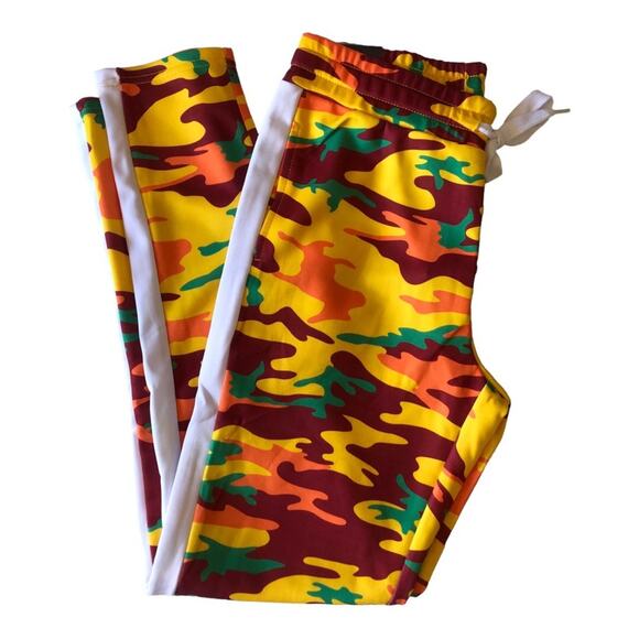 Redfox NWT Unisex Yellow Orange Green Burgundy Camo Print Joggers Size Medium - Picture 5 of 16